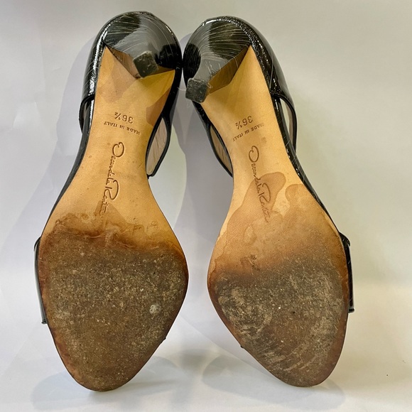 Oscar de la Renta Open Toe Sandals Black Patent - Picture 7 of 10